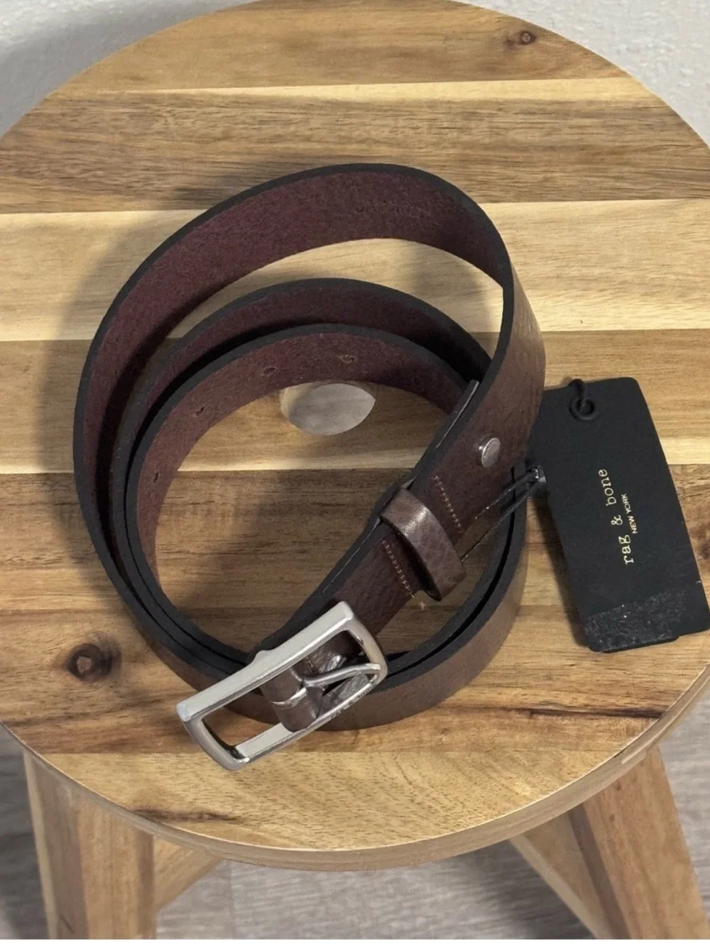 NWT Rag & Bone Rugged Leather Belt in Espresso 38W